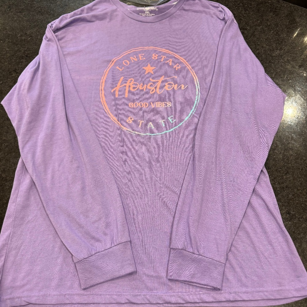 Salt Creek 2xl purple longsleeve tshirt relaxed fit Texas lone star on front